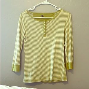Green and white striped gap long sleeve shirt